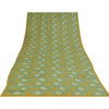 Sanskriti Vintage Sarees Green Pure Crepe Silk Printed Sari 5+yd Craft Fabric