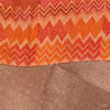 Sanskriti Vintage Sarees Orange Pure Crepe Silk Printed Sari 5+yd Craft Fabric
