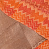 Sanskriti Vintage Sarees Orange Pure Crepe Silk Printed Sari 5+yd Craft Fabric