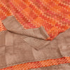 Sanskriti Vintage Sarees Orange Pure Crepe Silk Printed Sari 5+yd Craft Fabric