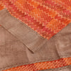 Sanskriti Vintage Sarees Orange Pure Crepe Silk Printed Sari 5+yd Craft Fabric