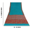 Sanskriti Vintage Sarees Blue Pure Crepe Silk Printed Sari 5+yd Craft Fabric