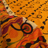 Sanskriti Vintage Sarees Yellow Pure Crepe Silk Printed Sari 5+yd Craft Fabric