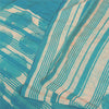 Sanskriti Vintage Sarees Ivory & Blue Pure Crepe Printed Sari 5+yd Craft Fabric