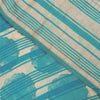 Sanskriti Vintage Sarees Ivory & Blue Pure Crepe Printed Sari 5+yd Craft Fabric