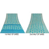 Sanskriti Vintage Sarees Ivory & Blue Pure Crepe Printed Sari 5+yd Craft Fabric