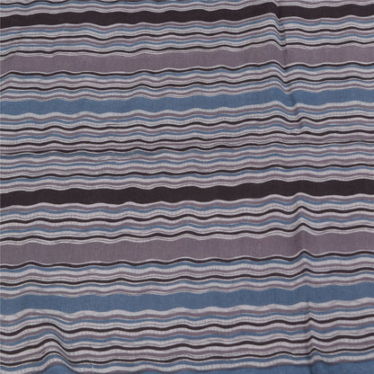 Sanskriti Vintage Sarees Grayish Blue Pure Crepe Floral Printed Sari 5+yd Fabric