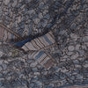 Sanskriti Vintage Sarees Grayish Blue Pure Crepe Floral Printed Sari 5+yd Fabric
