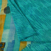 Sanskriti Vintage Sarees Blue 100%Pure Crepe Silk Printed Sari 5+yd Craft Fabric