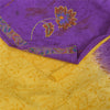 Sanskriti Vintage Sarees Purple & Yellow Pure Crepe Hand Beads Print Sari Fabric