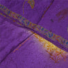 Sanskriti Vintage Sarees Purple & Yellow Pure Crepe Hand Beads Print Sari Fabric