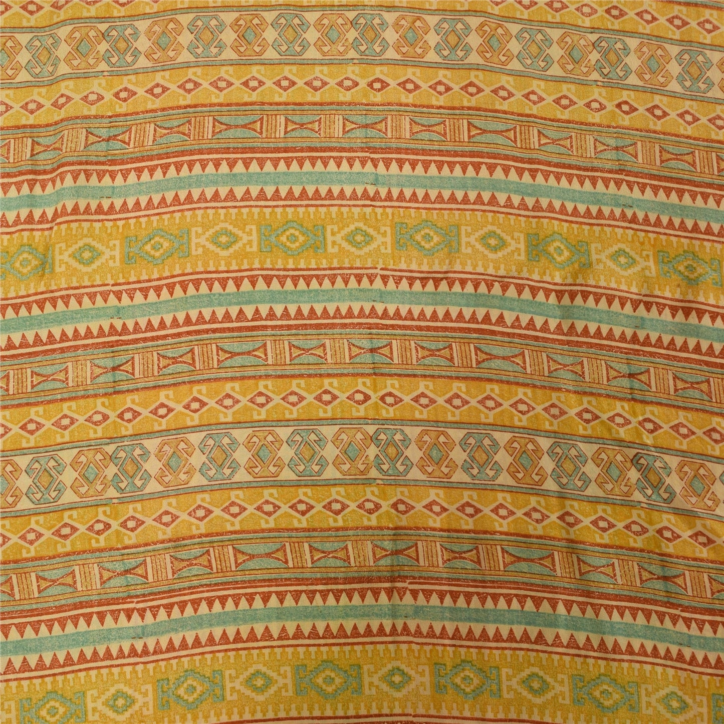 Sanskriti Vintage Sarees 100% Pure Crepe Silk Printed Sari 5+yd Craft Fabric