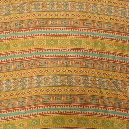 Sanskriti Vintage Sarees 100% Pure Crepe Silk Printed Sari 5+yd Craft Fabric