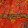 Sanskriti Vintage Sarees Reddish-Orange Pure Crepe Print Sari 6+yd Craft Fabric