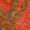 Sanskriti Vintage Sarees Reddish-Orange Pure Crepe Print Sari 6+yd Craft Fabric