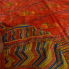 Sanskriti Vintage Sarees Reddish-Orange Pure Crepe Print Sari 6+yd Craft Fabric