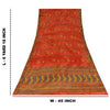 Sanskriti Vintage Sarees Reddish-Orange Pure Crepe Print Sari 6+yd Craft Fabric