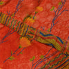 Sanskriti Vintage Sarees Reddish-Orange Pure Crepe Print Sari 6+yd Craft Fabric