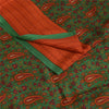 Sanskriti Vintage Sarees Green Indian Pure Crepe Printed Sari 5+yd Craft Fabric