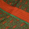 Sanskriti Vintage Sarees Green Indian Pure Crepe Printed Sari 5+yd Craft Fabric