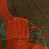 Sanskriti Vintage Sarees Green Indian Pure Crepe Printed Sari 5+yd Craft Fabric