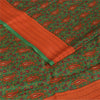 Sanskriti Vintage Sarees Green Indian Pure Crepe Printed Sari 5+yd Craft Fabric
