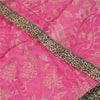 Sanskriti Vintage Sarees Blush Pink Pure Crepe Silk Print Sari 5+yd Craft Fabric