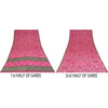 Sanskriti Vintage Sarees Blush Pink Pure Crepe Silk Print Sari 5+yd Craft Fabric