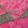 Sanskriti Vintage Sarees Blush Pink Pure Crepe Silk Print Sari 5+yd Craft Fabric
