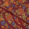 Sanskriti Vintage Sarees Dark Red Pure Crepe Silk Printed Sari 5+yd Craft Fabric