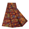 Sanskriti Vintage Sarees Dark Red Pure Crepe Silk Printed Sari 5+yd Craft Fabric