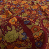 Sanskriti Vintage Sarees Dark Red Pure Crepe Silk Printed Sari 5+yd Craft Fabric