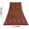 Sanskriti Vintage Sarees Dark Red Pure Crepe Silk Printed Sari 5+yd Craft Fabric