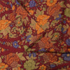 Sanskriti Vintage Sarees Dark Red Pure Crepe Silk Printed Sari 5+yd Craft Fabric