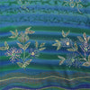 Sanskriti Vintage Sarees Blue Hand Beaded Pure Crepe Printed Sari 5+yd Fabric