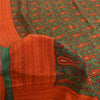 Sanskriti Vintage Sarees Green Pure Crepe Silk Printed Sari 5+yd Craft Fabric
