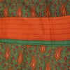 Sanskriti Vintage Sarees Green Pure Crepe Silk Printed Sari 5+yd Craft Fabric