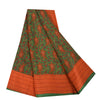 Sanskriti Vintage Sarees Green Pure Crepe Silk Printed Sari 5+yd Craft Fabric