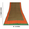 Sanskriti Vintage Sarees Green Pure Crepe Silk Printed Sari 5+yd Craft Fabric