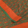 Sanskriti Vintage Sarees Green Pure Crepe Silk Printed Sari 5+yd Craft Fabric