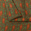 Sanskriti Vintage Sarees Green Pure Crepe Silk Printed Sari 5+yd Craft Fabric