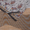 Sanskriti Vintage Sarees Gray 100%Pure Crepe Silk Printed Sari 5+yd Craft Fabric
