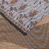 Sanskriti Vintage Sarees Gray 100%Pure Crepe Silk Printed Sari 5+yd Craft Fabric
