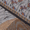 Sanskriti Vintage Sarees Gray 100%Pure Crepe Silk Printed Sari 5+yd Craft Fabric