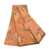 Sanskriti Vintage Sarees Peach Pure Crepe Silk Printed Sari 5+yd Craft Fabric