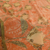 Sanskriti Vintage Sarees Peach Pure Crepe Silk Printed Sari 5+yd Craft Fabric