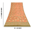 Sanskriti Vintage Sarees Peach Pure Crepe Silk Printed Sari 5+yd Craft Fabric
