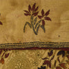 Sanskriti Vintage Sarees Beige Pure Crepe Silk Printed Sari 5+yd Craft Fabric