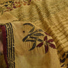 Sanskriti Vintage Sarees Beige Pure Crepe Silk Printed Sari 5+yd Craft Fabric