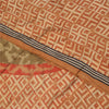 Sanskriti Vintage Sarees Orange Pure Crepe Silk Printed Sari 5+yd Craft Sustainable Fabric